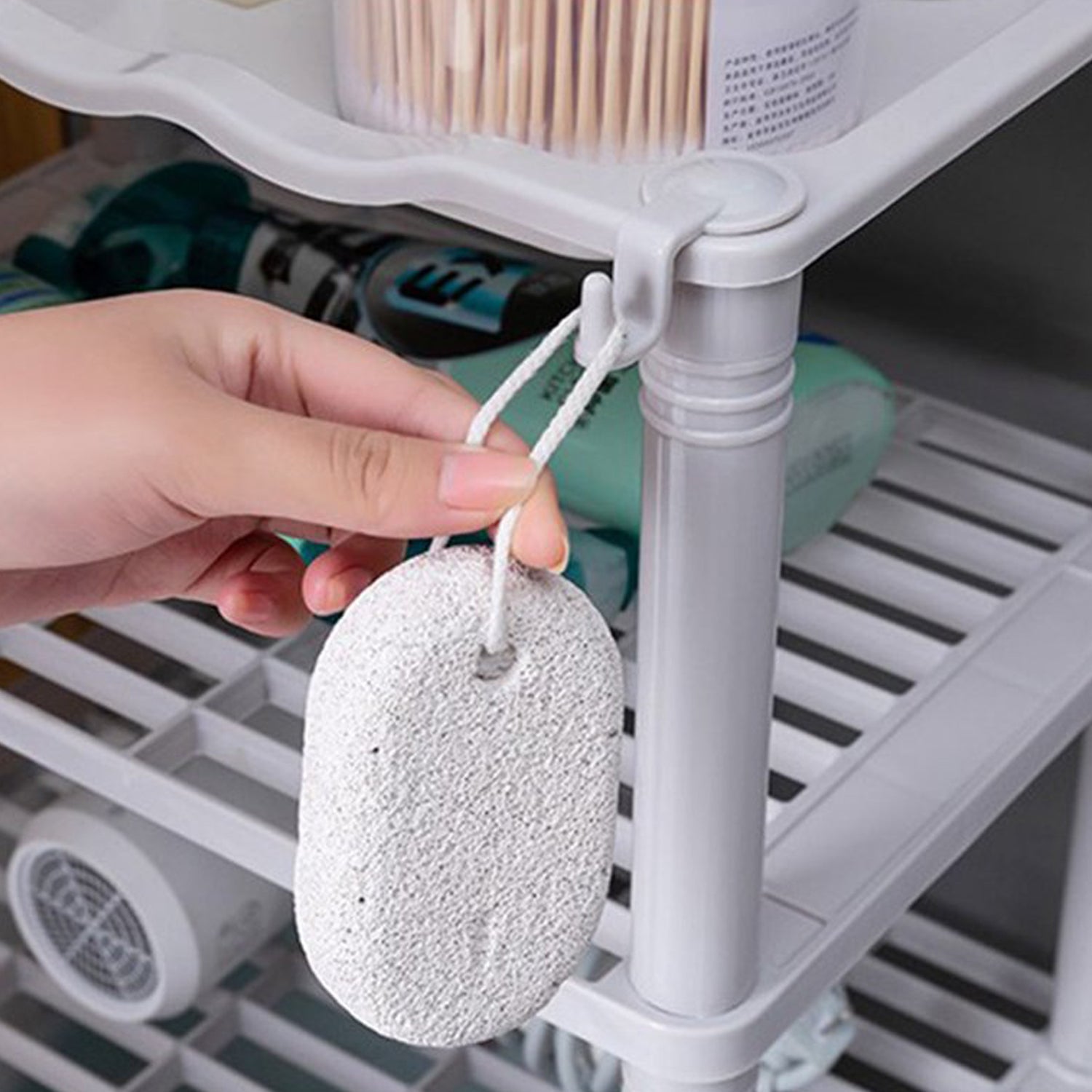 4-layer storage shelf organizer, narrow design for kitchen or bathroom use. 4-layer storage shelf organizer, narrow design for kitchen or bathroom use.